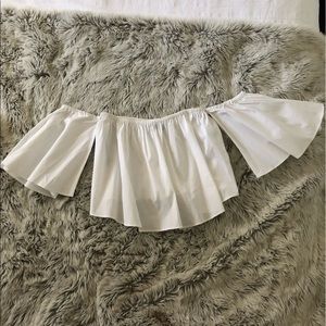 Zara White Off the Shoulder Crop Blouse